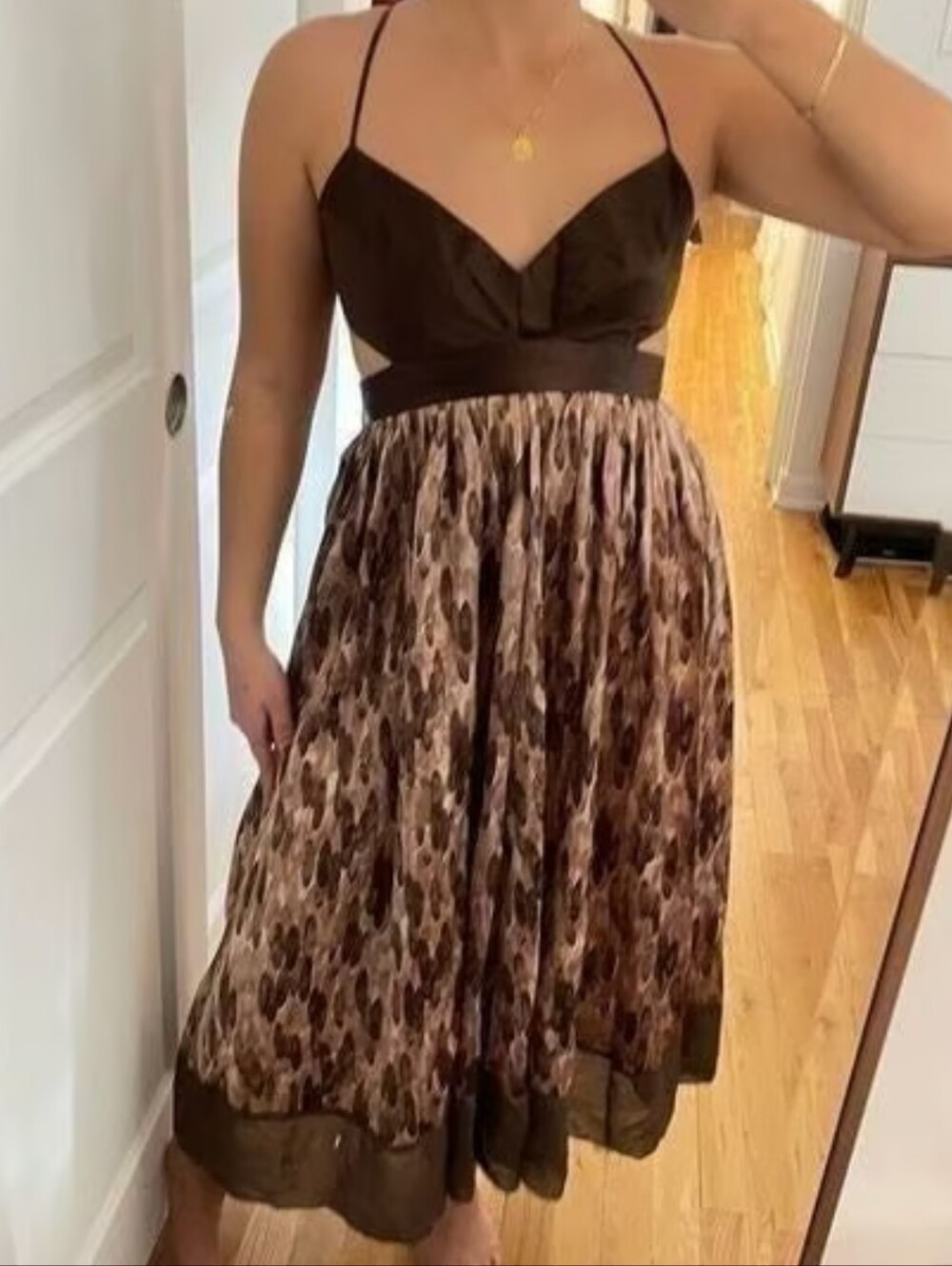 BCBGMAXAZRIA Brown Silk Dress 2 NWT Backless Flowy Wedding Guest Fairy Boho Y2K